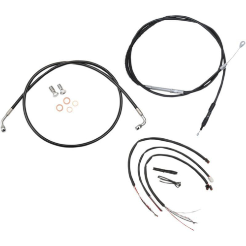 LA Choppers - LA Choppers Complete Handlebar Cable/Brake & Clutch Line/Wire Kit - Black Vinyl/Stainless Braided - LA-8153KT2-13B