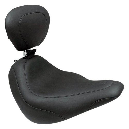 Mustang - Mustang Wide Tripper Solo Seat with Driver Backrest - Smooth - Black - 79029