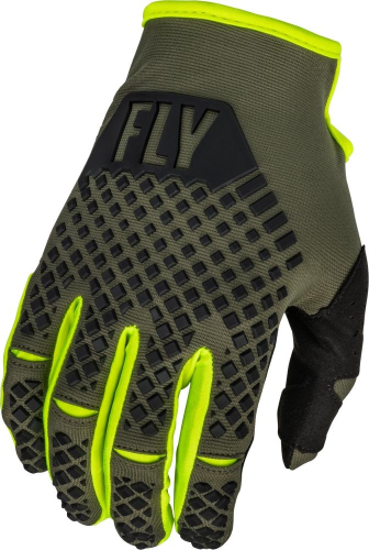Fly Racing - Fly Racing Kinetic Youth Gloves - 376-413YM - Olive Green/Hi-Vis - Medium