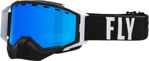 Fly Racing - Fly Racing Zone Pro Snow Goggles - 37-50337 - Black/White / Sky Blue Mirror Polarized Smoke Lens - OSFM