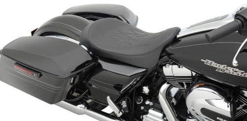 Drag Specialties - Drag Specialties Low-Profile Solo Seat - Flame Stitch - 0801-0871