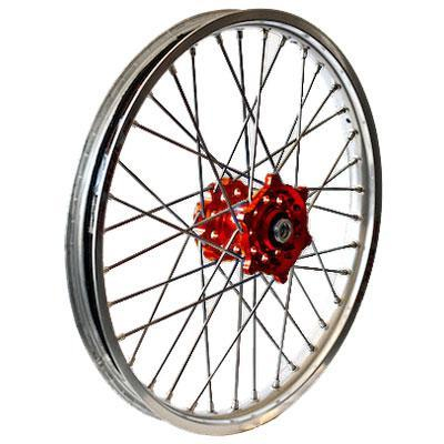 Dubya - Dubya MX Front Wheel with Excel Takasago Rim - 1.60x21 - Red Hub/Silver Rim - 56-3171RS