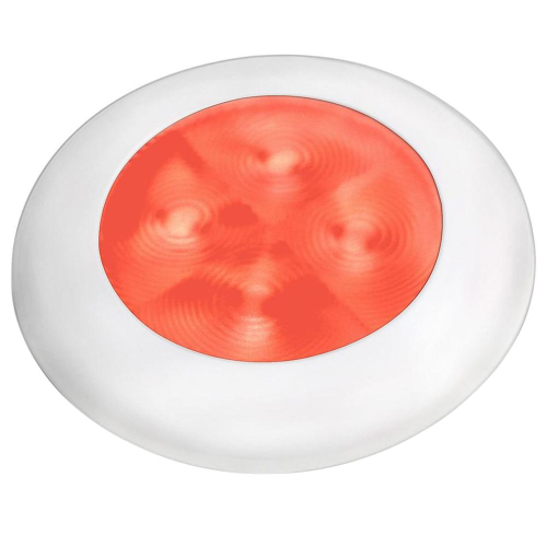 Hella Marine - Hella Marine Red LED Round Courtesy Lamp - White Bezel - 24V