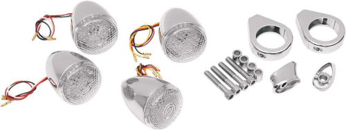 Drag Specialties - Drag Specialties Deuce-Style DOT-approved LED Turn Signal Kit - Clear Honeycomb lens - 12-0222