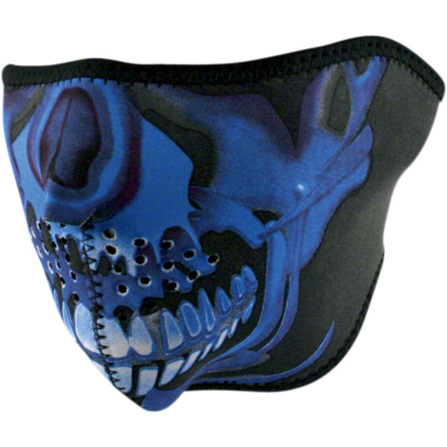 Zan Headgear - Zan Headgear Half Face Mask - WNFM024H - Blue Chrome Skull - OSFM
