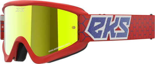 EKS Brand - EKS Brand GOX Flat Out Mirror Goggles - Gold Lens - 067-60520 - Red/White/Blue Metallic - OSFA