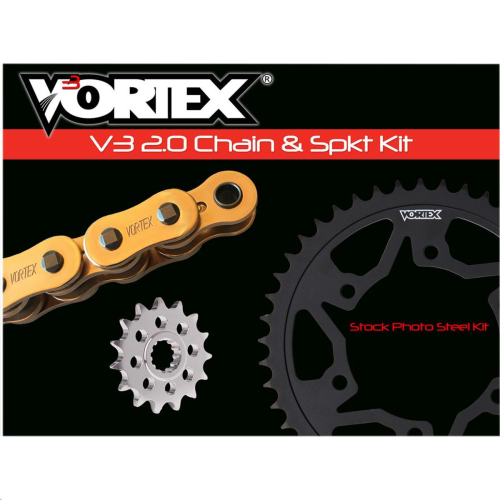 Vortex - Vortex HFRS Hyper Fast 520 Street Conversion Chain and Sprocket Kit - Gold - CKG6463