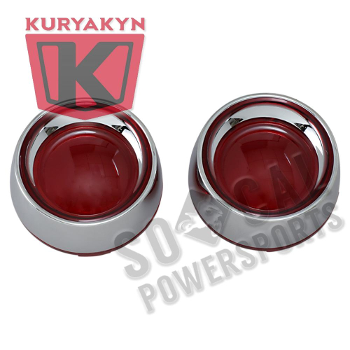 Kuryakyn - Kuryakyn Deep Dish Bezels with Lenses for Bullet Turn Signals - Chrome Bezel/Red Lens - 2109