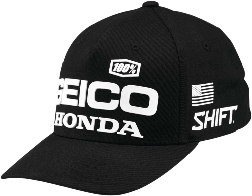 100% - 100% Geico Honda Speedway Flexfit Hat - 20908-001-18 - Black - Lg-XL
