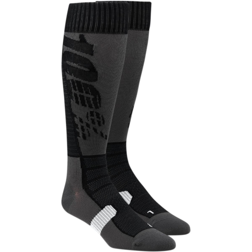 100% - 100% Hi Side Performance Moto Socks - 24008-057-18 - Black/Gray - Lg-XL