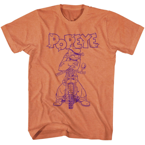 Evel Knievel - Evel Knievel Popeye Bike T-Shirt - POP5172S - Orange - Small