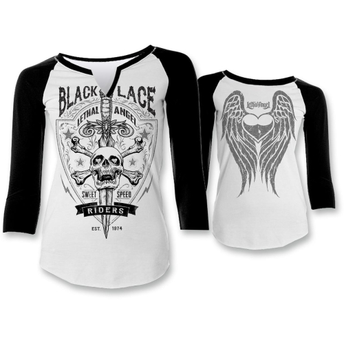 Lethal Threat - Lethal Threat Black Lace Riders Womens Raglan Shirt - LT20326-1X - White - 1XL