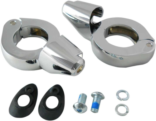 Drag Specialties - Drag Specialties Turn Signal Fork Clamps for 39mm Fork Tubes - Chrome - 2020-1267