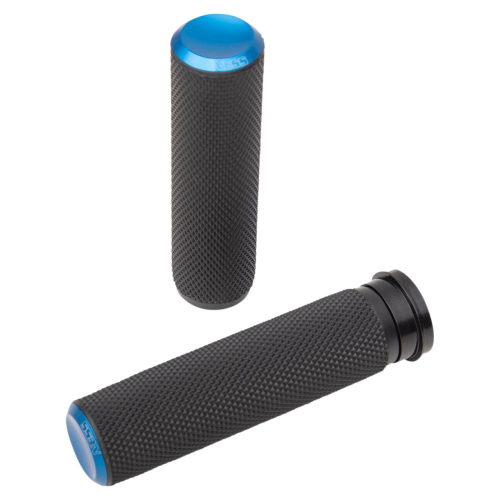 Arlen Ness - Arlen Ness Fusion Series Grips - Knurled - Blue Anodized - 07-345