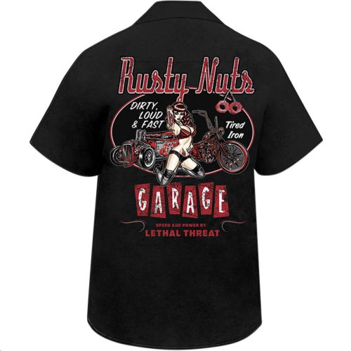 Lethal Threat - Lethal Threat Rusty Nuts Screen Printed Work Shirt - HW50197L - Rusty Nuts Black - Large