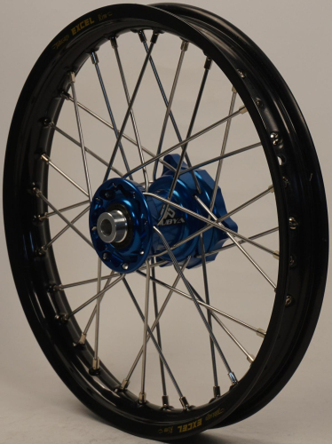 Dubya - Dubya MX Front Wheel with Excel Takasago Rim - 1.40x14 - Blue Hub/Black Rim - 56-3166DB