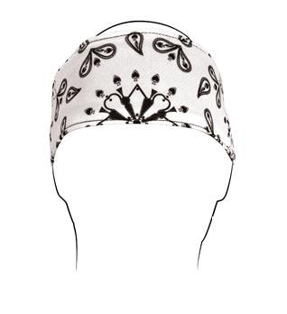 Zan Headgear - Zan Headgear Cotton Headband - HB009 - White Paisley - OSFM
