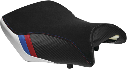 Luimoto - Luimoto Motorsports Edition Rider Seat Covers - CF Black/Red/Blue/CF Pearl - 8042101