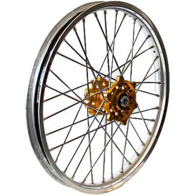 Dubya - Dubya MX Rear Wheel with Excel Takasago Rim - 2.15x19 - Gold Hub/Silver Rim - 56-3067GS