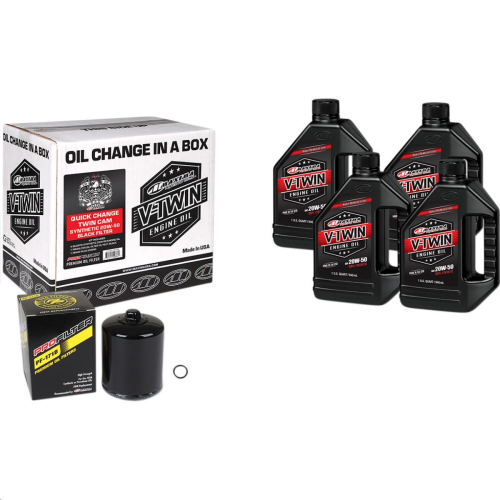 Maxima - Maxima Twin Cam Synthetic Quick Oil Change Kit with Black Filter - 90-119014PB