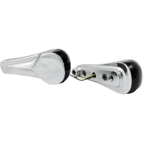 Alloy Art - Alloy Art LED Front Signal Lights with Clear lens/Amber LEDs - Chrome (finned) - RGFS2-1