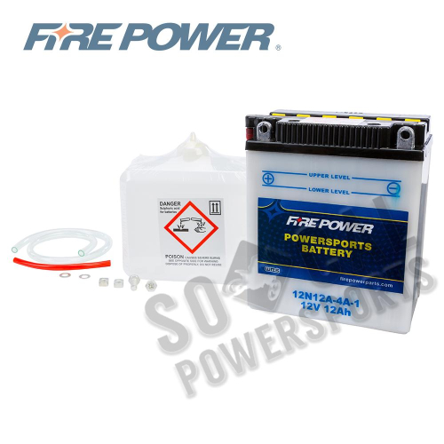 Fire Power - Fire Power Conventional 12V Standard Battery with Acid Pack - 12N12A-4A-1