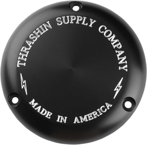 Thrashin Supply Company - Thrashin Supply Company Classic Derby Cover - Machine-Cut Black Anodized - TSC-3000-4