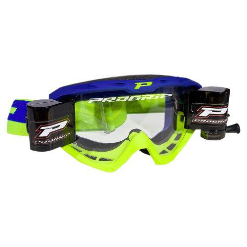 Pro Grip - Pro Grip 3450 Riot Goggles with Roll-Off System - PZ3450ROBEGF - Electric Blue/Fluorescent Yellow - OSFA