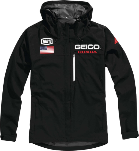 100% - 100% Geico Honda Kappa Hooded Team Jacket - 39909-001-12 - Black - Large