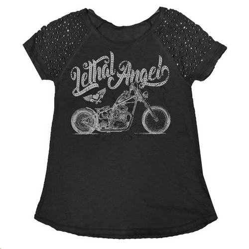 Lethal Threat - Lethal Threat Motorcycle Scoop Neck Womens Shirt - LA20674-1X - Motorcycle Black - 1XL