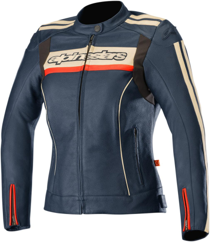 Alpinestars - Alpinestars Stella Dyno V2 Womens Leather Jacket - 3112518-7830-38 - Navy/Stone/Red - 2