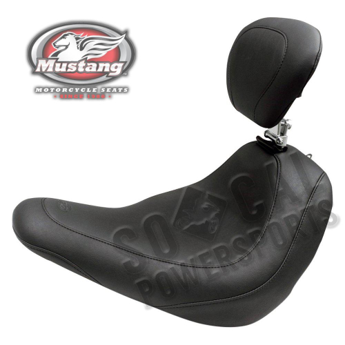 Mustang - Mustang Wide Tripper Solo Seat with Driver Backrest - Smooth - Black - 79043