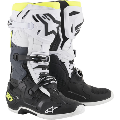 Alpinestars - Alpinestars Tech 10 Non-Vented Boots - 2010019-125-13 - Black/White/Yellow Fluid - 13