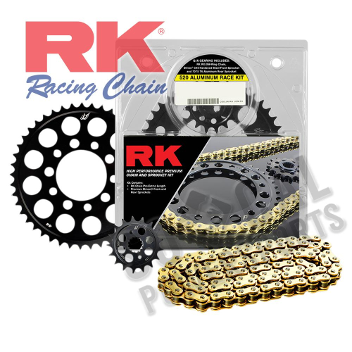 RK - RK 520 Aluminum Race Chain/Sprocket Kit - Gold - 3066-118DG