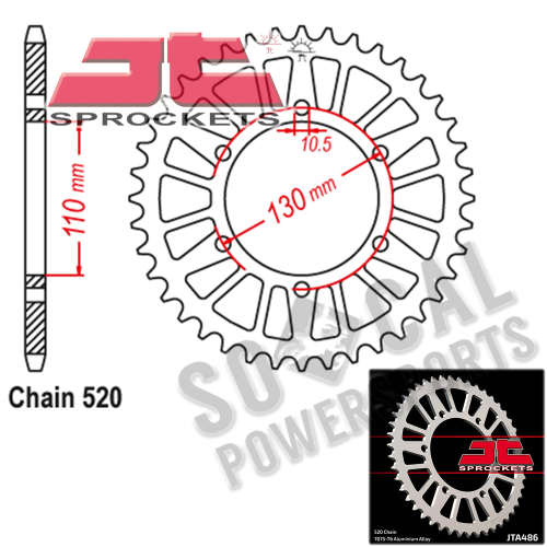 JT Sprockets - JT Sprockets Aluminum Rear Sprocket - 44T - JTA486.44