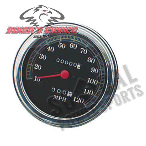 Bikers Choice - Bikers Choice 5in. FL Type Speedometer - 1:1 Ratio Transmission Drive - 120mph Black Face - 73140ABX