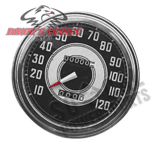 Bikers Choice - Bikers Choice 5in. FL Type Speedometer - 2240:60 Ratio Front Wheel Drive - 41-45 Silver and Black Face - 72766BX