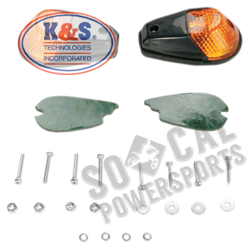 K&S Technologies - K&S Technologies Flush Mount Marker Lights - Black/Amber Lens - Dual Filament - 25-8158