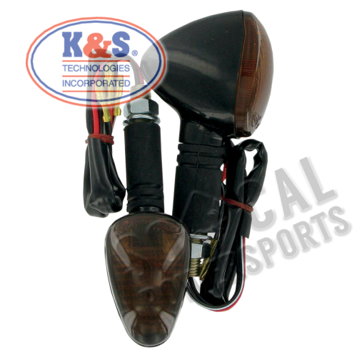 K&S Technologies - K&S Technologies Compact Flexible Marker Lights - Black/Smoke Dual Filament - 25-8406