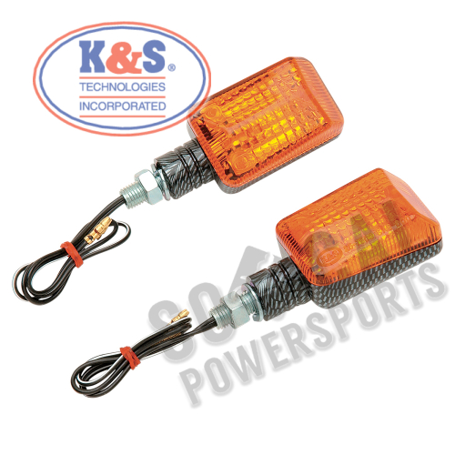 K&S Technologies - K&S Technologies DOT Approved Halogen Mini-Stalk Turn Signals - Carbon Fiber with Amber Lens - 25-7501