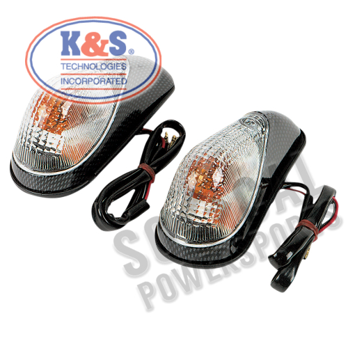 K&S Technologies - K&S Technologies Mini Wing Marker Lights - Carbon/Clear Lens - Dual Filament - 25-8082
