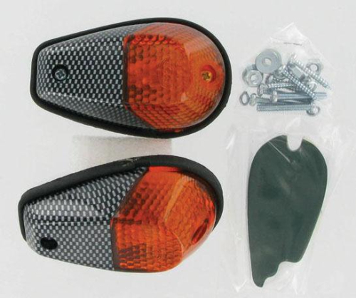 K&S Technologies - K&S Technologies Flush Mount Marker Lights - Carbon/Amber Lens - Dual Filament - 25-8148