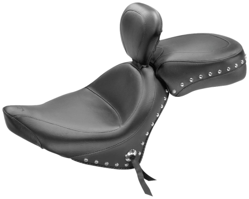 Mustang - Mustang Wide Touring Two-Piece Seat with Driver Backrest - Studded - 79380