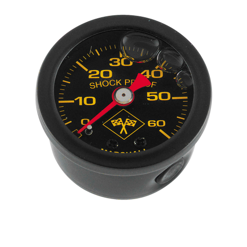 Bikers Choice - Bikers Choice Marshall Liquid Filled Shock Proof Gauge - Midnight Series 0-60 psi Black - MNB00060