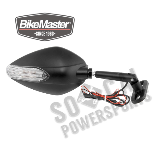 BikeMaster - BikeMaster Candy Drop Sport Bike Mirror - Black with Turn Signals - KS-A52B
