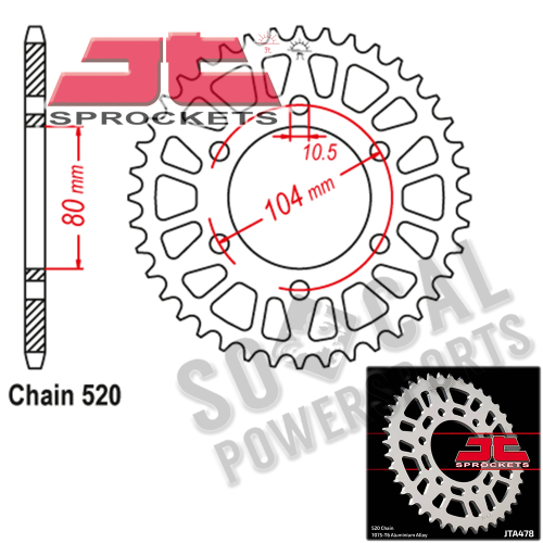 JT Sprockets - JT Sprockets Aluminum Rear Sprocket - 44T - JTA478.44