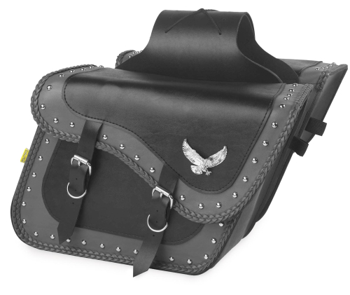 Willie & Max - Willie & Max Gray Thunder Studded Compact Slant and Super Slant Saddlebag - Slant - SB706