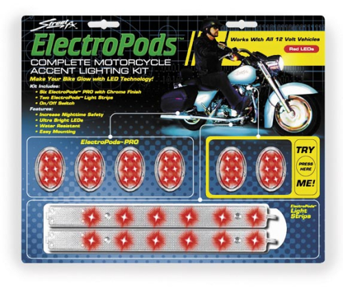 Street FX - Street FX Electropods Lightpod/Strip Kit - Red/Chrome - 1042433