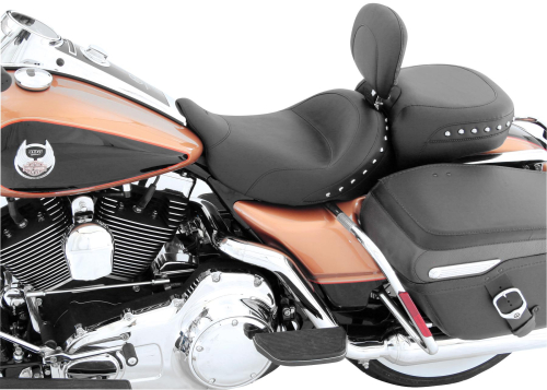 Mustang - Mustang Wide Studded Solo Seat with Driver Backrest - Black Studs - 79601