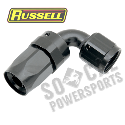 Russell - Russell -8 AN 90 Degree Full Flow Non-Swivel Hose End - Black Anodized - R10173